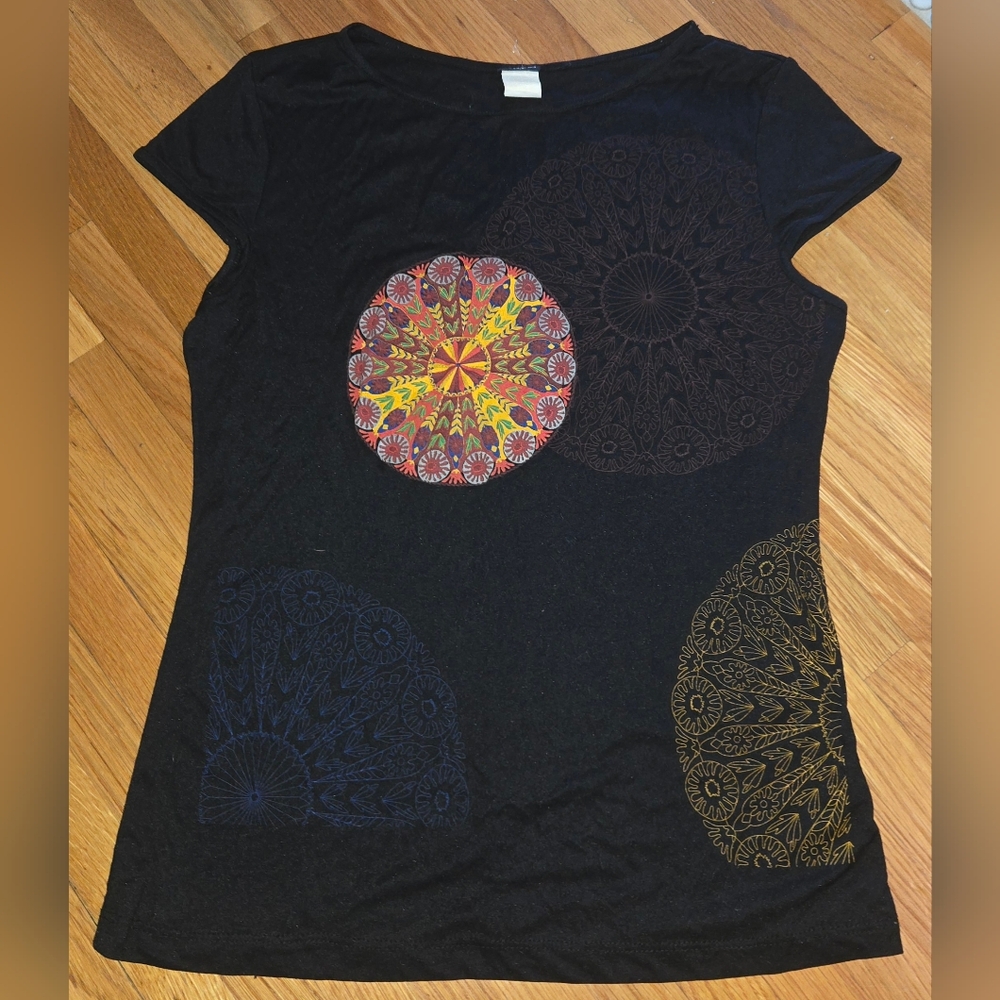 Vintage Mandala Geometric Print Sheer Top
